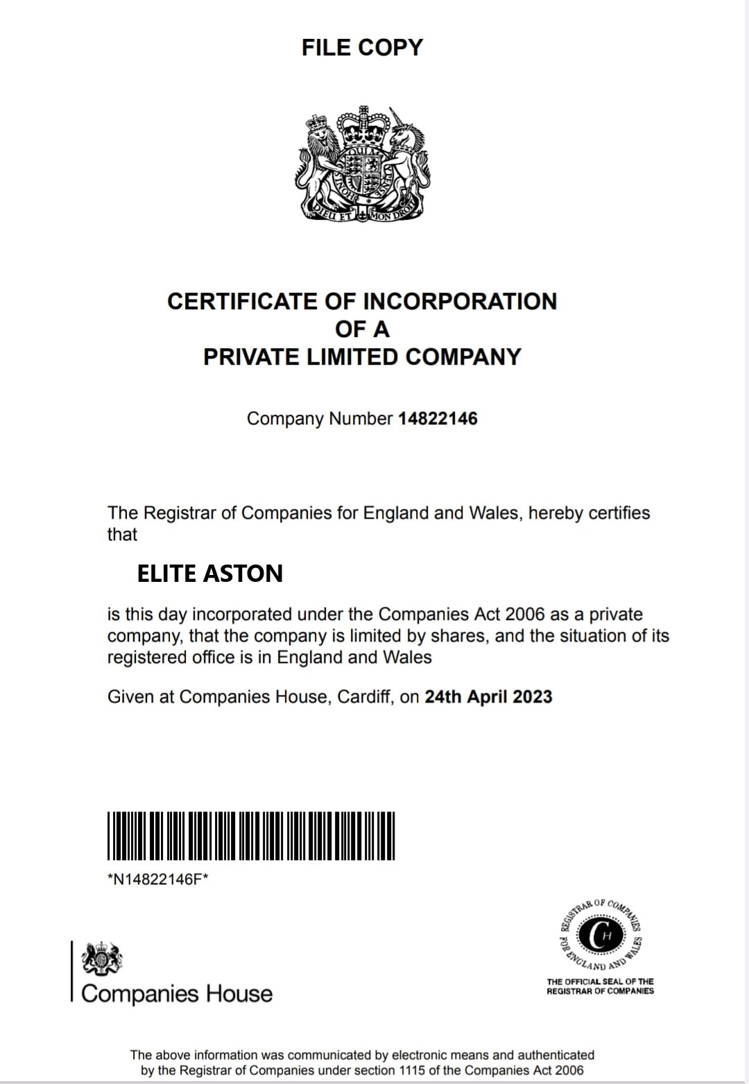 elite-aston.ltd  certificate